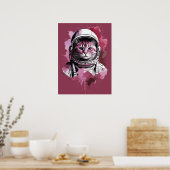 Rote Wasserfarbenkatze Poster (Küche)
