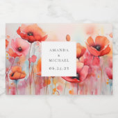 Rote Wasserfarbenpflücke in einem Feld - Hochzeit Schaumweinetikett (Einzelnes Label)