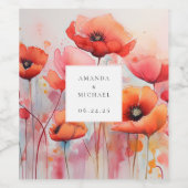 Rote Wasserfarbenpflücke in einem Feld - Hochzeit Weinetikett (Einzelnes Label)