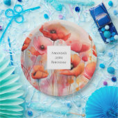 Rote Wasserfarbenpflücke in einem Feld zum Geburts Pappteller (Party)