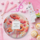 Rote Wasserfarbenpflücke in einem Feld zum Geburts Pappteller (Party)