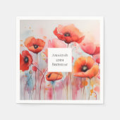 Rote Wasserfarbenpflücke in einem Feld zum Geburts Serviette (Vorderseite)