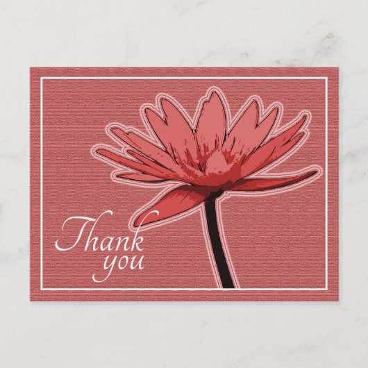 Rote Wasserlilie gegen rosa Hintergrund Vielen Dan Postkarte (Vorderseite)