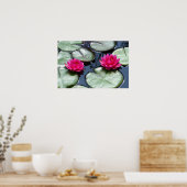 Rote Wasserlilien - Canvas-Prints Poster (Küche)