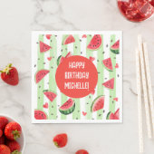 Rote Wassermelone, Adorable Summer Girl Birthday Serviette (Beispiel)