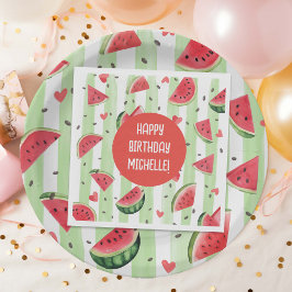 Rote Wassermelone, Adorable Summer Girl Birthday Serviette