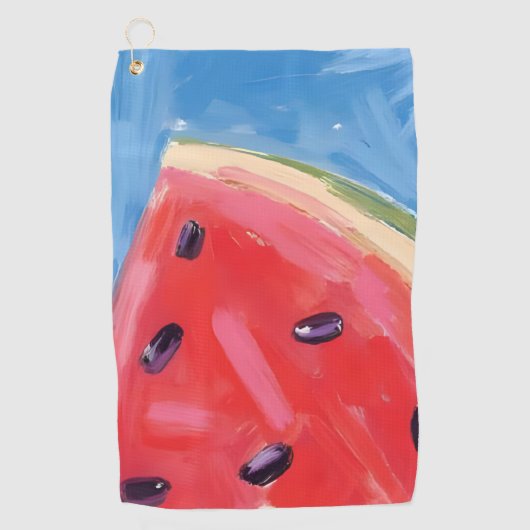 Rote Wassermelone | Aquarell-Fruchtmalerei Golfhandtuch (Vorderseite)