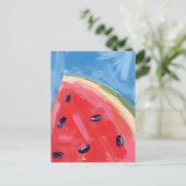 Rote Wassermelone | Aquarell-Fruchtmalerei Postkarte (Stehend Vorderseite)