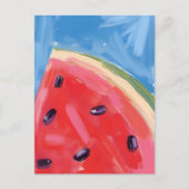 Rote Wassermelone | Aquarell-Fruchtmalerei Postkarte (Vorderseite)