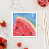 Rote Wassermelone | Aquarell-Fruchtmalerei Serviette (Beispiel)