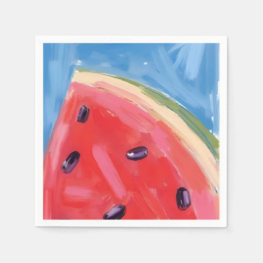 Rote Wassermelone | Aquarell-Fruchtmalerei Serviette (Vorderseite)