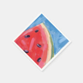 Rote Wassermelone | Aquarell-Fruchtmalerei Serviette (Ecke)