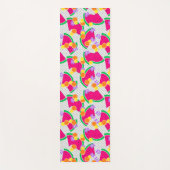 Rote Wassermelone Gelbe Zitronen Tropisch auf Weiß Yogamatte (Vorderseite)