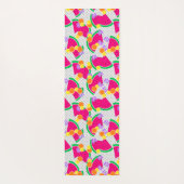 Rote Wassermelone Gelbe Zitronen Tropisch auf Weiß Yogamatte (Rückseite)