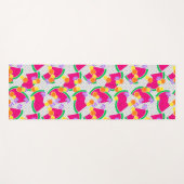 Rote Wassermelone Gelbe Zitronen Tropisch auf Weiß Yogamatte (Vorderseite (Horizontal))