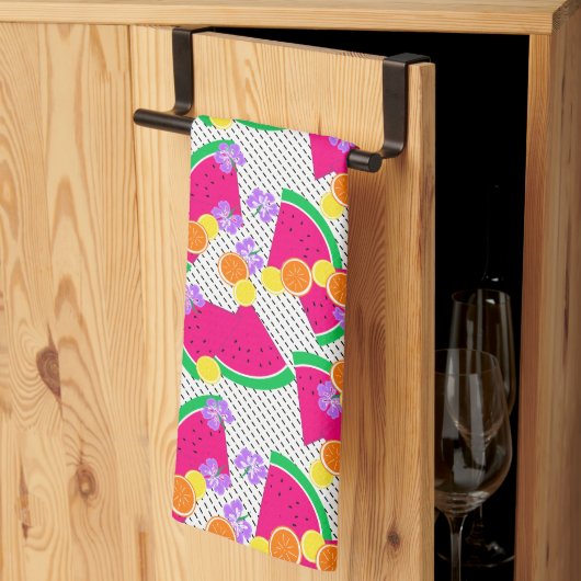 Rote Wassermelone Gelbe Zitronen Tropisch Geschirrtuch (Drittel gefaltet)