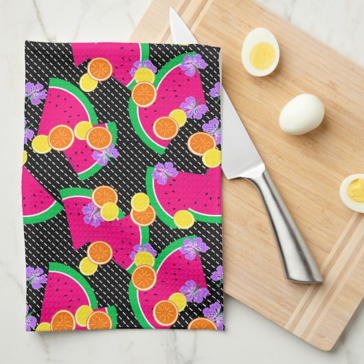 Rote Wassermelone Gelbe Zitronen Tropisch Geschirrtuch (Viertel Falte)