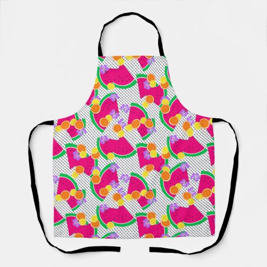 Rote Wassermelone Gelbe Zitronen Tropisch Schürze (Vorderseite)