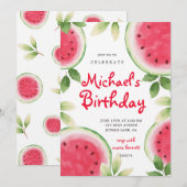 Rote Wassermelone Sommer Geburtstag Einladung (Vorne/Hinten)