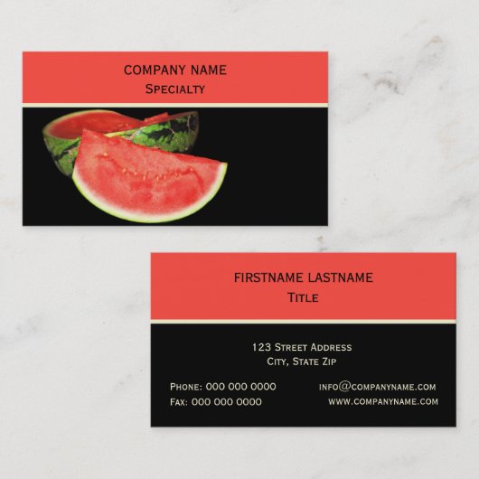 Rote Wassermelone Visitenkarte (Vorne/Hinten)