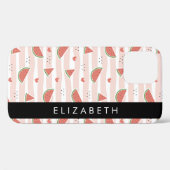 Rote Wassermelonen, Herz, Streifen, Ihr Name Case-Mate iPhone Hülle (Rückseite (Horizontal))