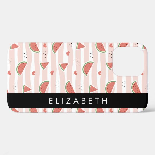 Rote Wassermelonen, Herz, Streifen, Ihr Name Case-Mate iPhone Hülle (Rückseite (Horizontal))