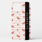 Rote Wassermelonen, Herz, Streifen, Ihr Name Case-Mate iPhone Hülle (Rückseite)