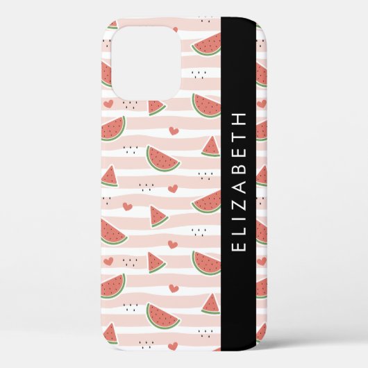 Rote Wassermelonen, Herz, Streifen, Ihr Name Case-Mate iPhone Hülle (Rückseite)