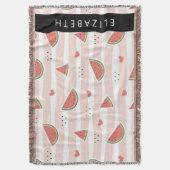 Rote Wassermelonen, Herz, Streifen, Ihr Name Decke (Vorderseite Vertikal)