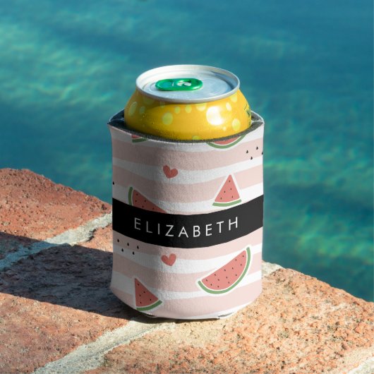 Rote Wassermelonen, Herz, Streifen, Ihr Name Dosenkühler (In Situ Pool)