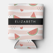 Rote Wassermelonen, Herz, Streifen, Ihr Name Dosenkühler (Vorderseite)