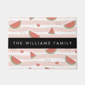 Rote Wassermelonen, Herz, Streifen, Ihr Name Fußmatte (Vorderseite)