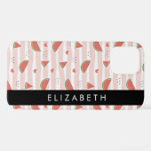 Rote Wassermelonen, Herz, Streifen, Ihr Name iPhone Hülle (Rückseite (Horizontal))