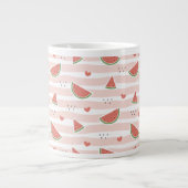 Rote Wassermelonen, Herz, Streifen, Ihr Name Jumbo-Tasse (Vorderseite)
