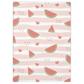 Rote Wassermelonen, Herz, Streifen, Ihr Name Klemmbrett (Rückseite)