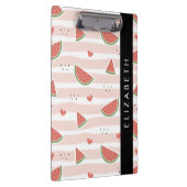 Rote Wassermelonen, Herz, Streifen, Ihr Name Klemmbrett (Rechts)