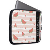 Rote Wassermelonen, Herz, Streifen, Ihr Name Laptopschutzhülle (Vorne Rechts)