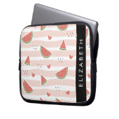 Rote Wassermelonen, Herz, Streifen, Ihr Name Laptopschutzhülle (Vorderseite Links)