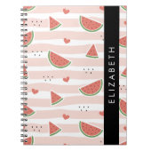 Rote Wassermelonen, Herz, Streifen, Ihr Name Notizblock (Vorderseite)