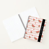 Rote Wassermelonen, Herz, Streifen, Ihr Name Notizblock (Innenseite)