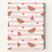 Rote Wassermelonen, Herz, Streifen, Ihr Name Notizblock (Rückseite)