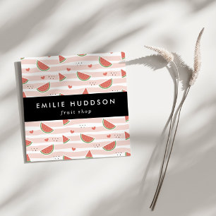 Rote Wassermelonen, Herz, Streifen, Ihr Name Quadratische Visitenkarte