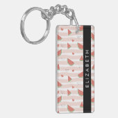 Rote Wassermelonen, Herz, Streifen, Ihr Name Schlüsselanhänger (Vorderseite links)