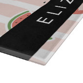 Rote Wassermelonen, Herz, Streifen, Ihr Name Schneidebrett (Ecke)