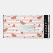 Rote Wassermelonen, Herz, Streifen, Ihr Name Schreibtischunterlage (Tastatur & Maus)