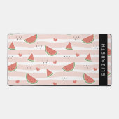 Rote Wassermelonen, Herz, Streifen, Ihr Name Schreibtischunterlage (Vorderseite)