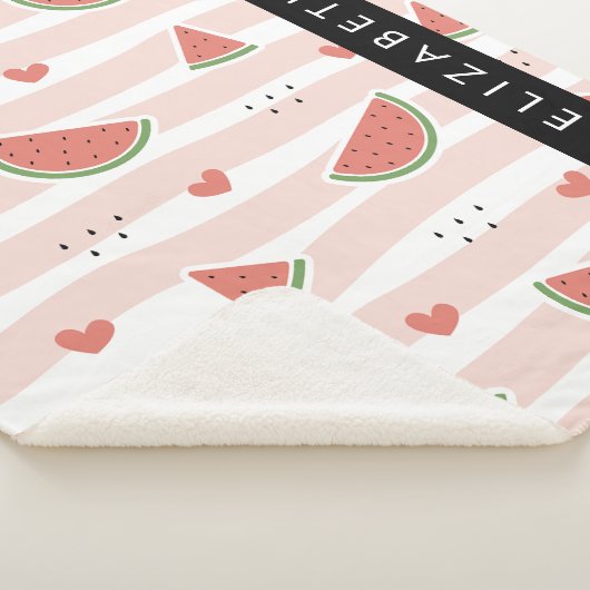 Rote Wassermelonen, Herz, Streifen, Ihr Name Sherpadecke (3/4)