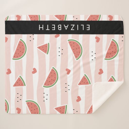 Rote Wassermelonen, Herz, Streifen, Ihr Name Sherpadecke (Vorderseite (Horizontal))