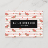 Rote Wassermelonen, Herz, Streifen, Ihr Name Visitenkarte (Vorderseite)