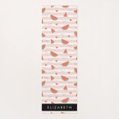 Rote Wassermelonen, Herz, Streifen, Ihr Name Yogamatte (Rückseite)